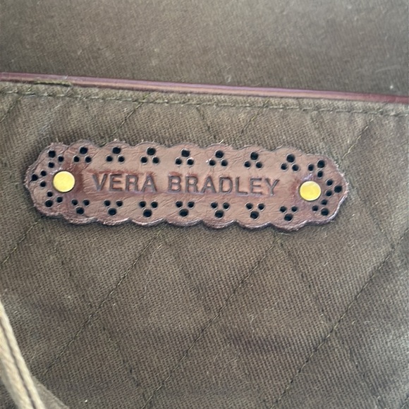 *Vera Bradley Middleton Slim Olive Quilted Canvas/ Leather Tote - Picture 9 of 14